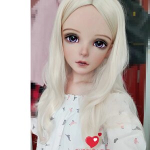 (Wan-05)Female Sweet Girl Resin Half Head Kigurumi BJD Eyes Crossdress Cosplay Japanese Anime Role Lolita Mask With Eyes And Wig