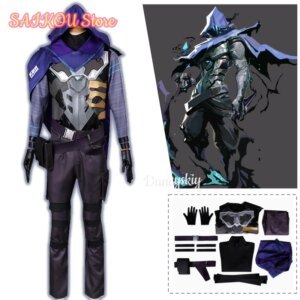 Game Valorant Cosplay Omen Cosplay Costume Cloak Gloves Combat Uniform Adult Men Roleplay Outfits Male Halloween Party Custome