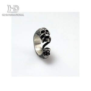 Gothic Rings – Men’s Fashion Rings – Double Headed Skull Silver Rings – Bite Rope Skull Rings – Open Rings – Girls Jewelry