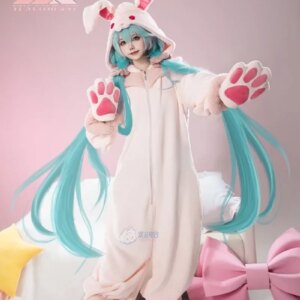 Anime Cosplay Animal party Bunny Jumpsuit with Paw Shoes Costume Full Set Suit Cute Halloween Party Outfit for Women Girls