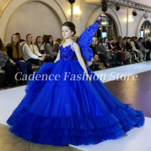 Customized Gorgeous Royal Blue Flower Girl Dresses Tulle Princess Dresses Prom Dresses Wedding Birthday Party Dresses
