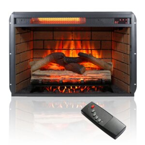 26 Inch Infrared Heater Electric Fireplace Insert(LOW) – Wood Log with side glasses