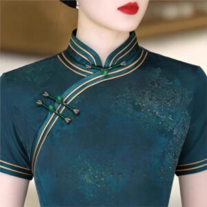 Cheongsam new Chinese female sense of daily national style dress temperament long