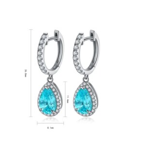 Ruif 925 Sterling Silver Exquisite 3.93ct Lab Grown Paraiba Earrings for Women Jewelry Gifts