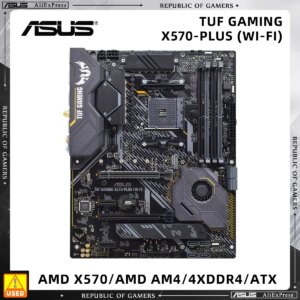 ASUS Motherboard, TUF GAMING X570-PLUS (WI-FI), X570 Chipset, AM4 Socket for Ryzen 5000 Series, 5700x3d 5800x3d 5700x 5800x 5700