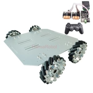 80KG Big Load Arduino PS2 APP Control Mecanum Wheel Robot Car Chassis with 4pcs 24V Encoder Motor for ROS Shooting Platform