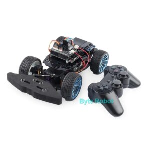 4WD Robot Car Ackerman Trolley MG996 Servo Steering Metal Chassis For Arduino Robot DIY Kit Ps2 Handle for UNO Programmable