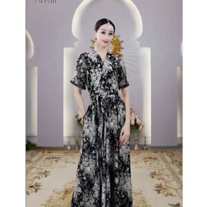A6022 Exotic Style New Summer Temperament Slim Fit Fashion Western Style Printed Slim Skirt Fragmented Flower Women’s Wear