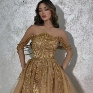 Champagne Strapless Evening Dresses Robes De Soriee 2 In 1 Beading Party Dress For Weddings Dubai Cocktail Prom Dress Customized