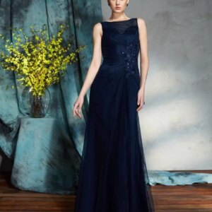 Navy Blue Mother Of The Bride Dresses Mermaid Tulle Appliques Beaded Plus Size Long Groom Mother Dresses For Wedding Customized