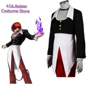 Anime Iori Yagami Cosplay Costume Black Uniform Red Pant Men Suit Set for Halloween Carnival Party