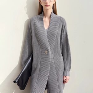 Amii Minimalism 2024 Women Cardigan Autumn New Casual Lazy V-neck Metal Button Vintage Quality Fashion Loose Female Top 12443113