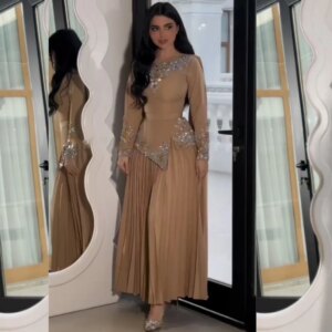 Customized Jersey Draped Beading Homecoming A-line O-Neck Bespoke Occasion Gown Midi Dresses Casual