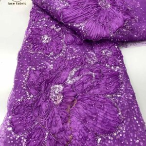 African 3D Lace Fabric Embroidery Nigerian Sequins Lace Fabric 2025 High Quality Laces Groom Tulle French Lace For Wedding Dress