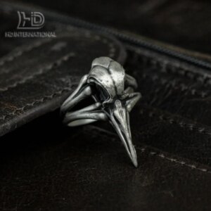 925 silver Indian bird ring,divine bird ring,skull bird ring,Indian totem,bird head ring,gift for her