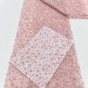 Luxury Sequins Beads Lace Fabric With 3D Embroidery Fabric Fashion French Tulle Mesh Lace Fabric For Dress