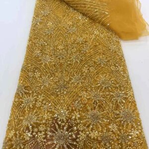 2025 High Quality Beaded Lace Fabrics for Wedding Fabric Material Bridal Lace with Sequins Luxury African Lace Fabric 5 Yards