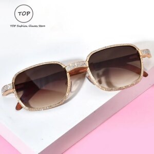 Diamond Optical Glasses Handmade Metal Mahogany Legs Men’s Frames Can Be Matched with Myopic Presbyopia Sunglasses for Women
