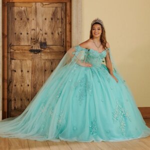 Water Blue Quinceanera Dresses 2025 Vestido De 15 Años Sweet 16 Lace Applique Lace Tull With Cape XV Birthday Prom Party