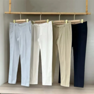 2025 Spring Men’s Straight Long Pants Solid Color High Waist Straight Trousers