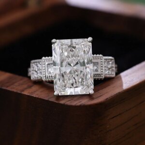 Provence 18K Gold bridal ring 4ct Radiant cut big carat lab diamond engagement rings for Women Wedding Anniversary Promise Gifts