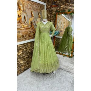 Green Gown Salwar Kameez Pakistani Indian Wedding Party Dress Polaroid Suit