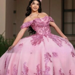 Customized Pink Sequin Quinceanera Dresses Ball Gown Bead Appliques Birthday Luxury Dress Sequin Formal Gown Sweet 15