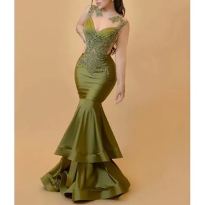 Elegant Green Appliqued Beading Mermaid Formal Evening Dresses Party Prom Gowns Customzied