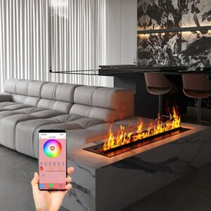 Electric Fireplace 3D Water Vapor Fireplace Recessed Realistic Atomized Flame Water TUYA Control Electric Steam Fireplace Stove