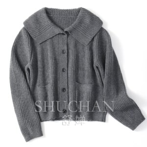 100% pure cashmere cardigan from Ordos City Women’s large lapel ingot needle 6 strands thickened 630 grams sweater