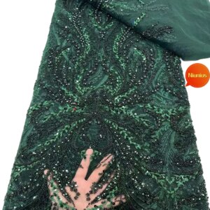 2024 Best Quality Latest Elegant Luxurious Beaded Tube Lace with Stones Fabric for Wedding Evening Dresses NN3268_R