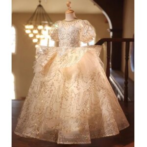 Children’s evening dress light luxury niche high-end birthday princess dress beautiful summer host piano performance advanced