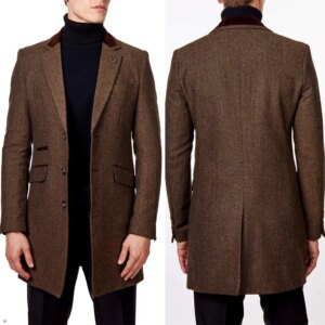 Classic Herringbone Coat Single Breasted Vintage Street Outwear Thick Business Casual Suit Jacket Winter Blazer Coat Customized