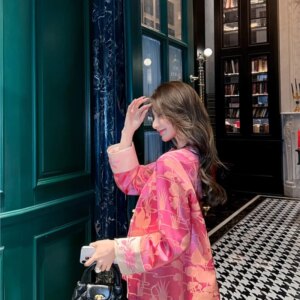 New Chinese style silk jacquard coat women’s loose blouse