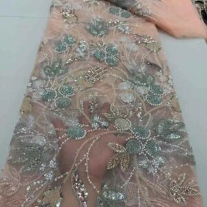Luxury Sequins African Lace Fabric 2025 French Embroidery High Quality Luxury Heavy Beaded Bridal Wedding Lace JY59KM-23