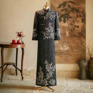 Xiuhe Dress Black Senior Groom Wedding Celebration Chinese Attires Men’s Bamboo pattern Show Unique Tang Marriage Costume