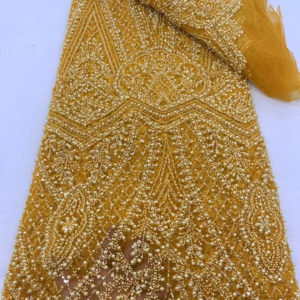 Luxurious African Groom Sequins Lace Fabric High Quality 2025 Heavy Beads Embroidery French Tulle Lace Nigerian Wedding Dres
