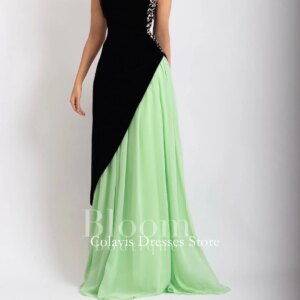 OIMG Dubai Mordern Strapless Chiffon Crystals Customized Prom Dresses Evening Dress Women Evening Gowns Formal Party Dress