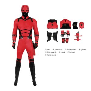New Matt Murdock Cosplay Costume Movie Devil Born Again Matt Red Jumpsuit Helmet Halloween Carnival Party Suit Outfit Male