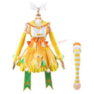 Miku:Colorful Stage! Virtual Singer Rin Cosplay Costumes Yellow Cute Princess Skirt Sets Virtual Idol Anime Clothing