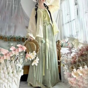 Hanfu knickerbockers T-shirt embroidery breathable daily suit all