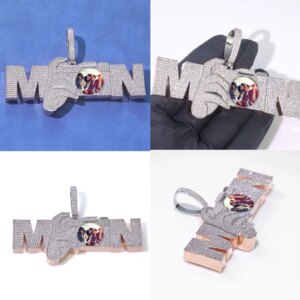 Custom Photo Pendant Necklace Shiny Cubic Zirconia Hip-hop Accessory Personalized Commemorative Jewelry
