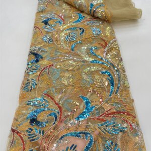 Latest African Groom Lace Fabric, French Embroidery, Sequins Beads, Wedding Party Dress, High Quality, 2024