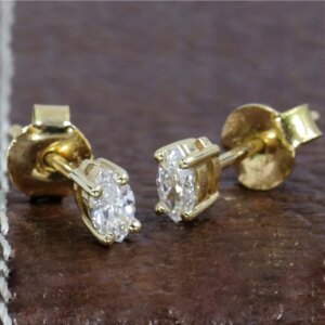 14K Gold Marquise CVD HPHT Lab Diamond 0.6ctw Stud Earrings for Women Simple and Elegant Wedding Accessories Female Jewelry