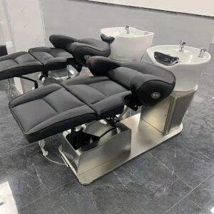 Beauty High Density Sponge PU Leather Hair Salon Porcelain bowl back washing electric Shampoo Chair Bed