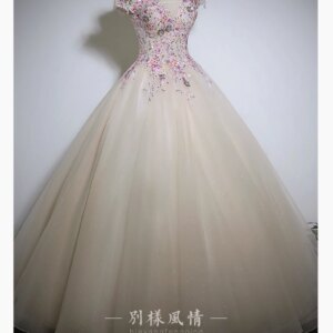 light champagne court Quinceanera  ball gown dress long vintage medieval Renaissance princess Victoria/party