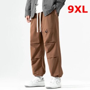 Solid Color Harem Pants Men Loose Straight Fashion Casual Elastic Waist Trousers Male
