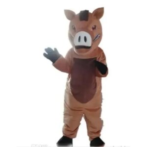 Brown Boar Pig Mascot Pink Horse Mascot Costume Christmas Fancy Dress Halloween Role-playing Holiday Carnival Costume