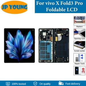 AMOLED 8.03” Foldable LCD For vivo X Fold3 Pro LCD Display V2337A Touch Panel Screen Digitizer For vivo X Fold 3Pro LCD Replace
