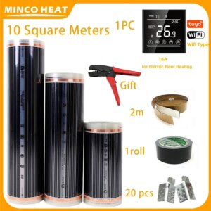 Minco Heat 220W/㎡ 50/80cm Width 10m2 Infrared Underfloor Heating Film with Wifi Thermostat Installation Kit